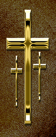 638 DLJ-517-GD-SH-BR Gold 3 Crosses Shimmer Brown